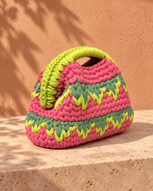 Borsa Peonia rosa e lime, vista laterale Garden Collection